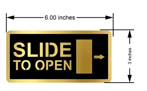 Slide to Open Gold & Black Acrylic Signage, 6.00 Inches Door Sign for Office, Home, and Commercial Spaces Stylish 'Slide to Open' Signage for door (Pre-printed)