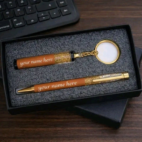 Premium gift set pen & keychain personalized customized for office or corporate gifts