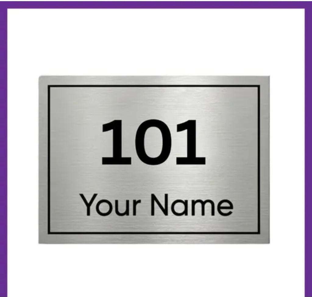 Customized Acrylic Name Plate | Personalized House Number Sign for Home & Office | Premium Brushed Finish | Modern, Weatherproof(Self-Adhesive) | Flat/Apartment/Hotel Door Sign (4 x 6 Inches) (Silver)