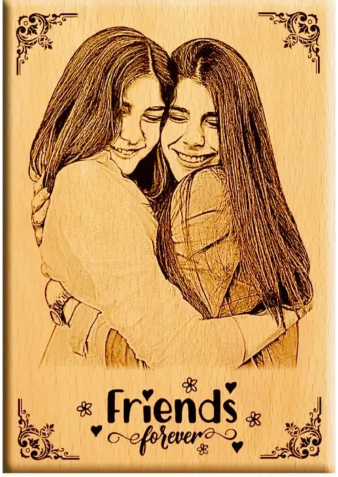 Customized Couple Photo Wooden Engraving Frame
