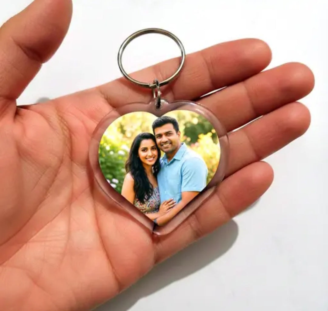 Custom Double-Sided Heart Acrylic Keychain - Personalized with Your Favorite Photos