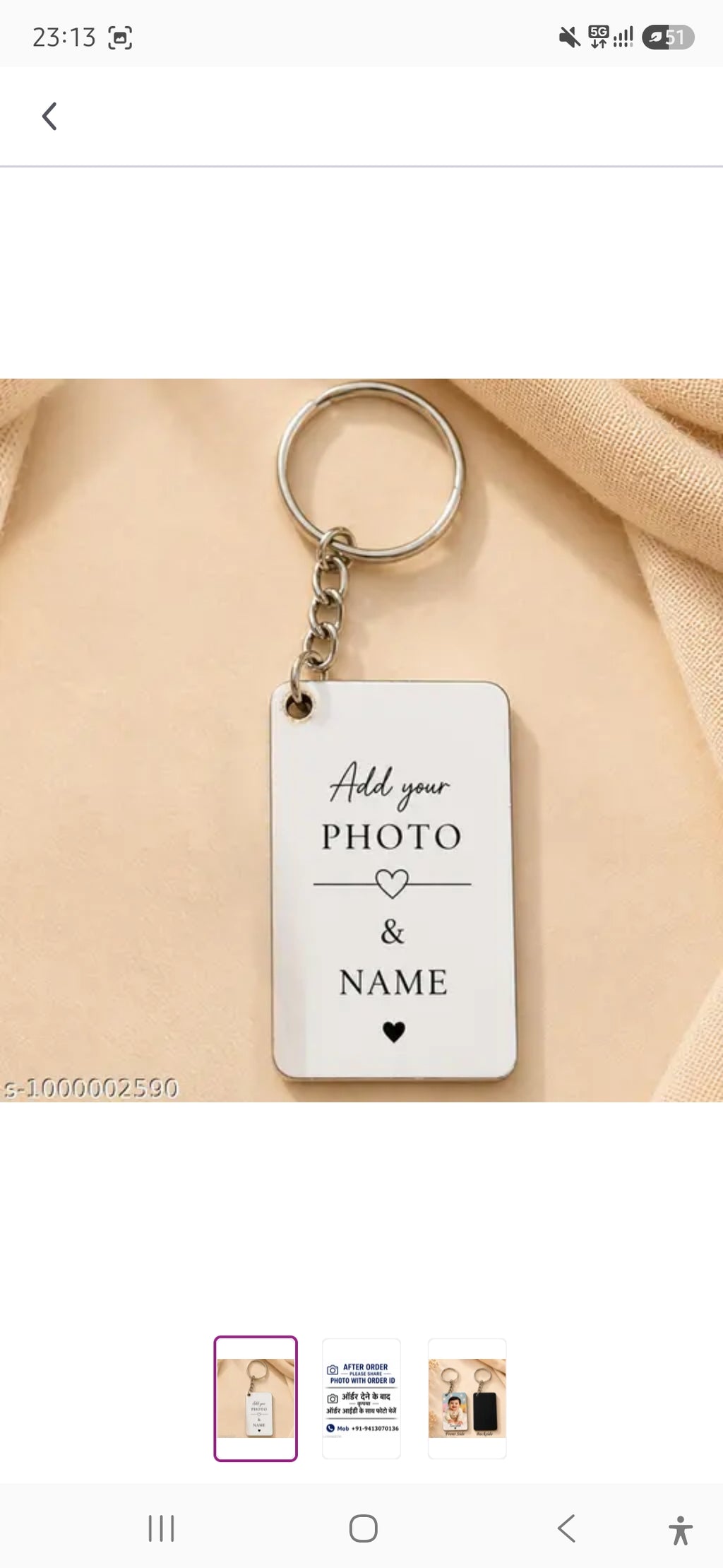 Custom Photo Gift Keychain