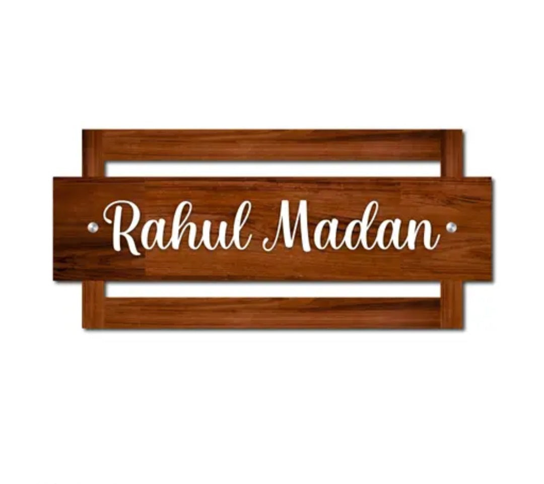 3D Designer Name Plate for Home Entrance | 16X7 inch Wooden with 3D Acrylic Letters | Ideal for Home, Office and Outdoor Entrances With Stainless Steel Screws | House Door name plates