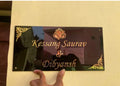 Black acrylic with golden mirror name plate (8*12) house name plate
