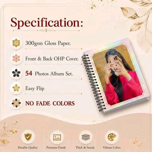 54 photo Album Tranding Album Photos (54 Phots) & Photo Size 4.5X6.5 Personalized Album Front Page with Text