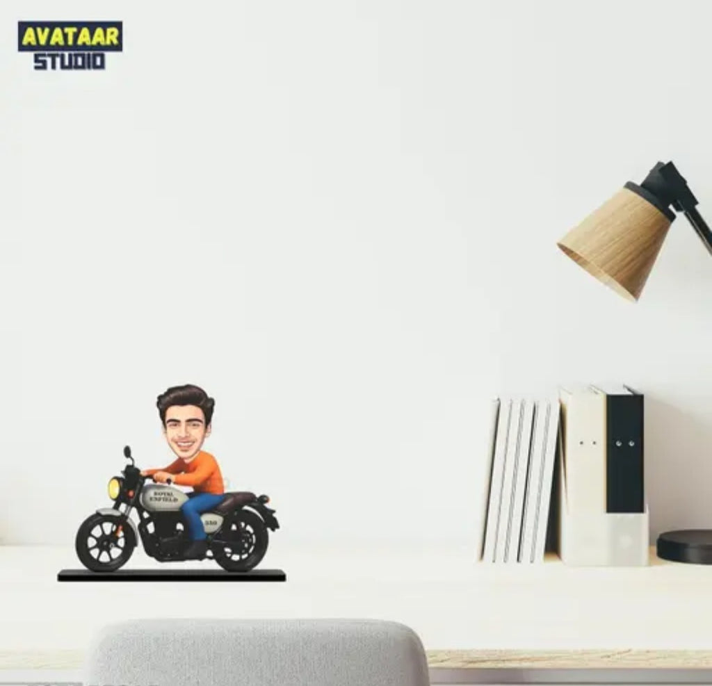 Personalized Motorcycle Rider Caricature Gift Custom Photo Stand Birthday Gift for Husband Boyfriend Friend Unique Biker Cartoon Photo Frame