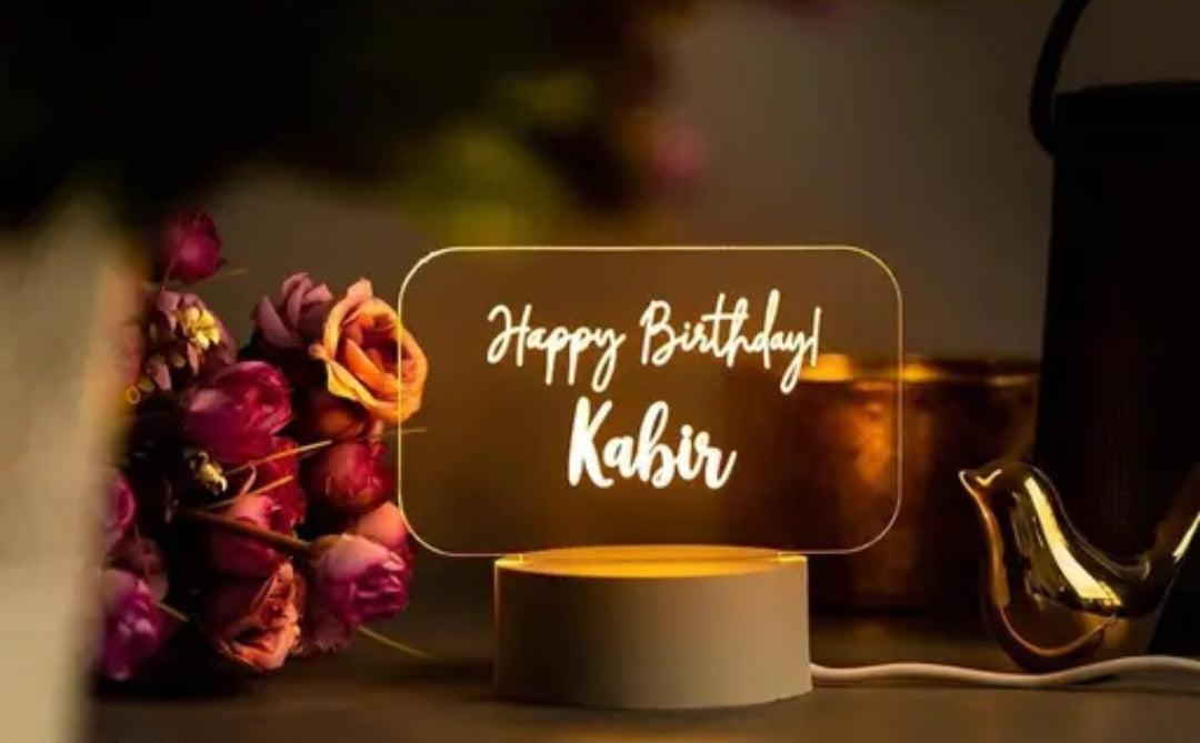 Personalized Name LED Night Table Lamp (White Base)
