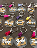 Personalized Acrylic Keychains with Name & Initial | Custom Keychain with Tassel set of 5