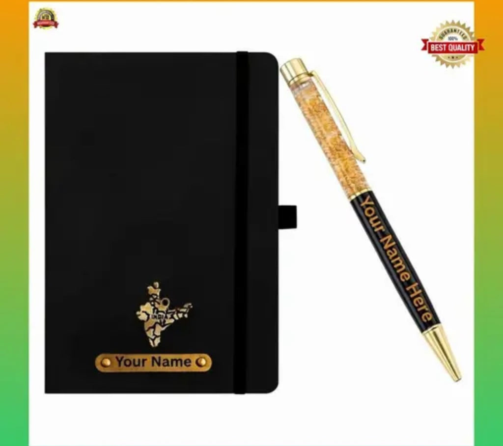 Personalized Diary & Pen Gift Set | Custom Name Engraved Notebook with Premium Pen