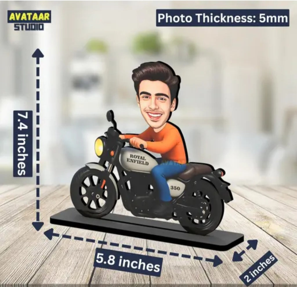 Personalized Motorcycle Rider Caricature Gift Custom Photo Stand Birthday Gift for Husband Boyfriend Friend Unique Biker Cartoon Photo Frame