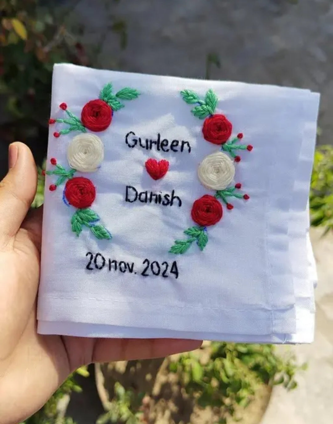 Costomised Handmade embroidery name Handkerchief