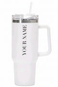 Personalized white tumbler with name  steenless steel