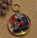 Personalized Resin photo Keychain with Dried Flowers & Tassel