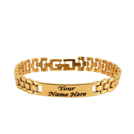 Personalized SILVER-Plated Name Engraved Bracelet for Men & Women