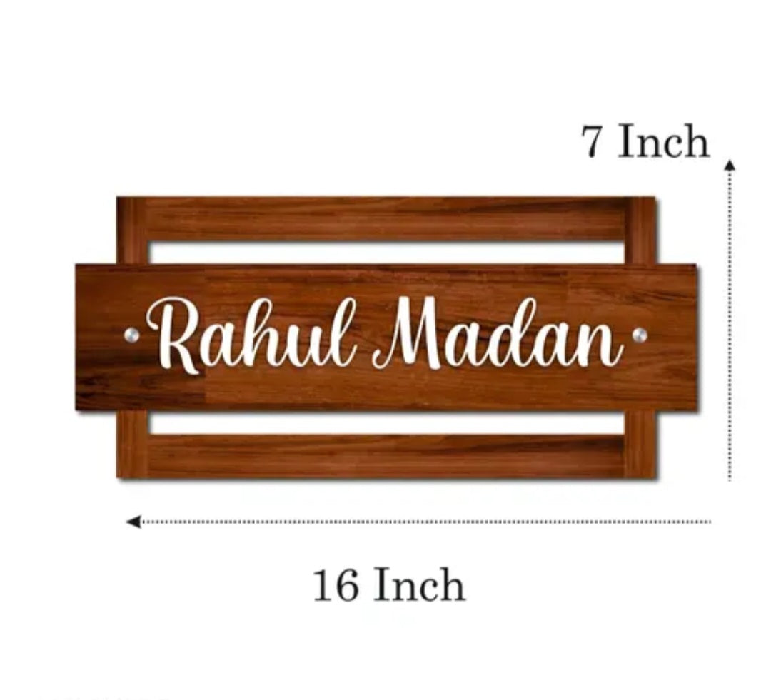 3D Designer Name Plate for Home Entrance | 16X7 inch Wooden with 3D Acrylic Letters | Ideal for Home, Office and Outdoor Entrances With Stainless Steel Screws | House Door name plates