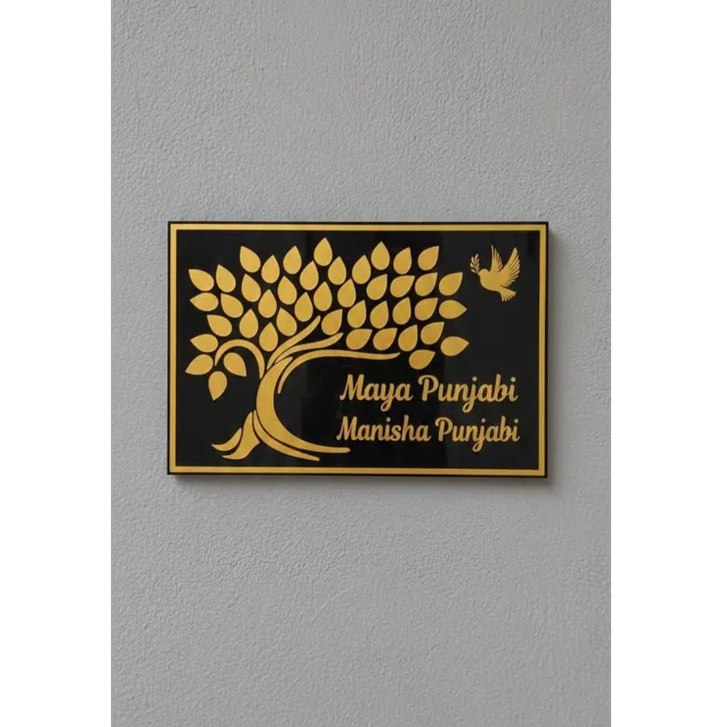 Acrylic black golden name plate