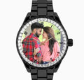 Personalized/Customized GF Wrist Watch Photo Print Anlog Watch (Black) for Women | with Elgant Black Strap | Trending Black Case