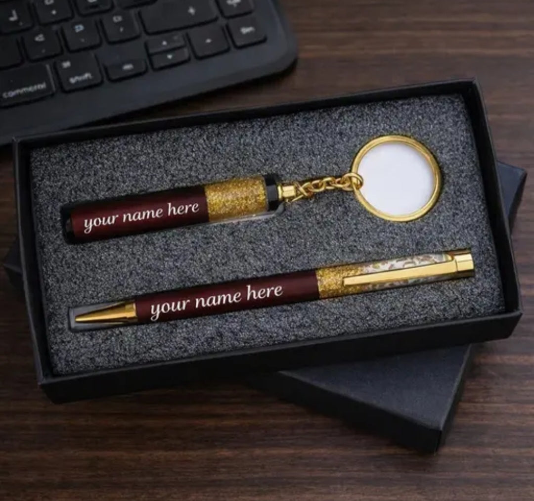Personalized Name Engraved Pen with Keychain for Men & Women