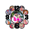 9 Photos Wall Clock 12x12 Inch