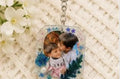 Personalized Resin photo Keychain with Dried Flowers & Tassel
