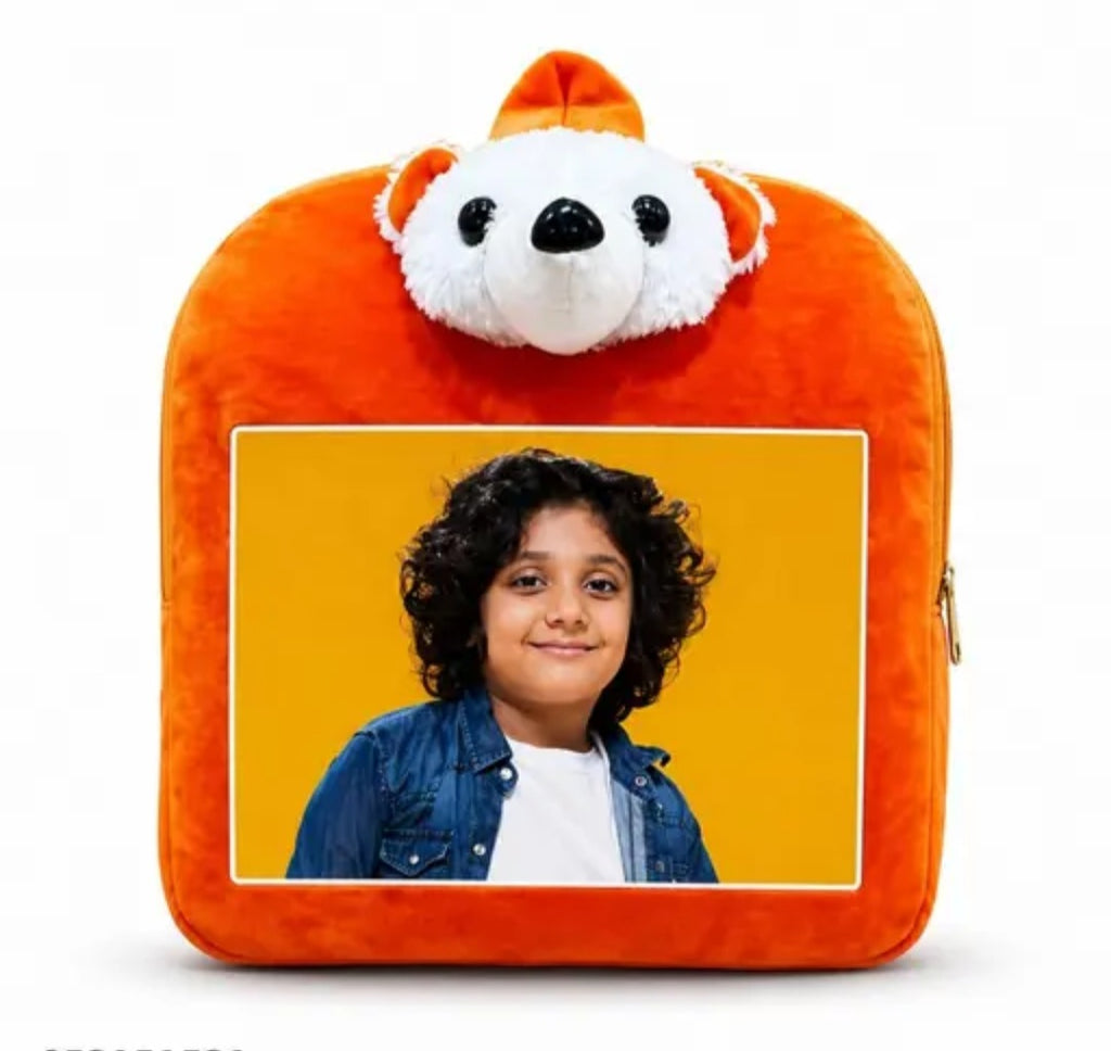 Personalized Teddy Kids School Backpack for Boys & Girls | Soft Plush Cartoon Bag with Custom Photo Print