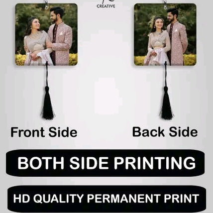 Personalized Photo & Message Printed Car Rear Mirror Hanging - Car Hanging for Decoration, MDF Wooden Art