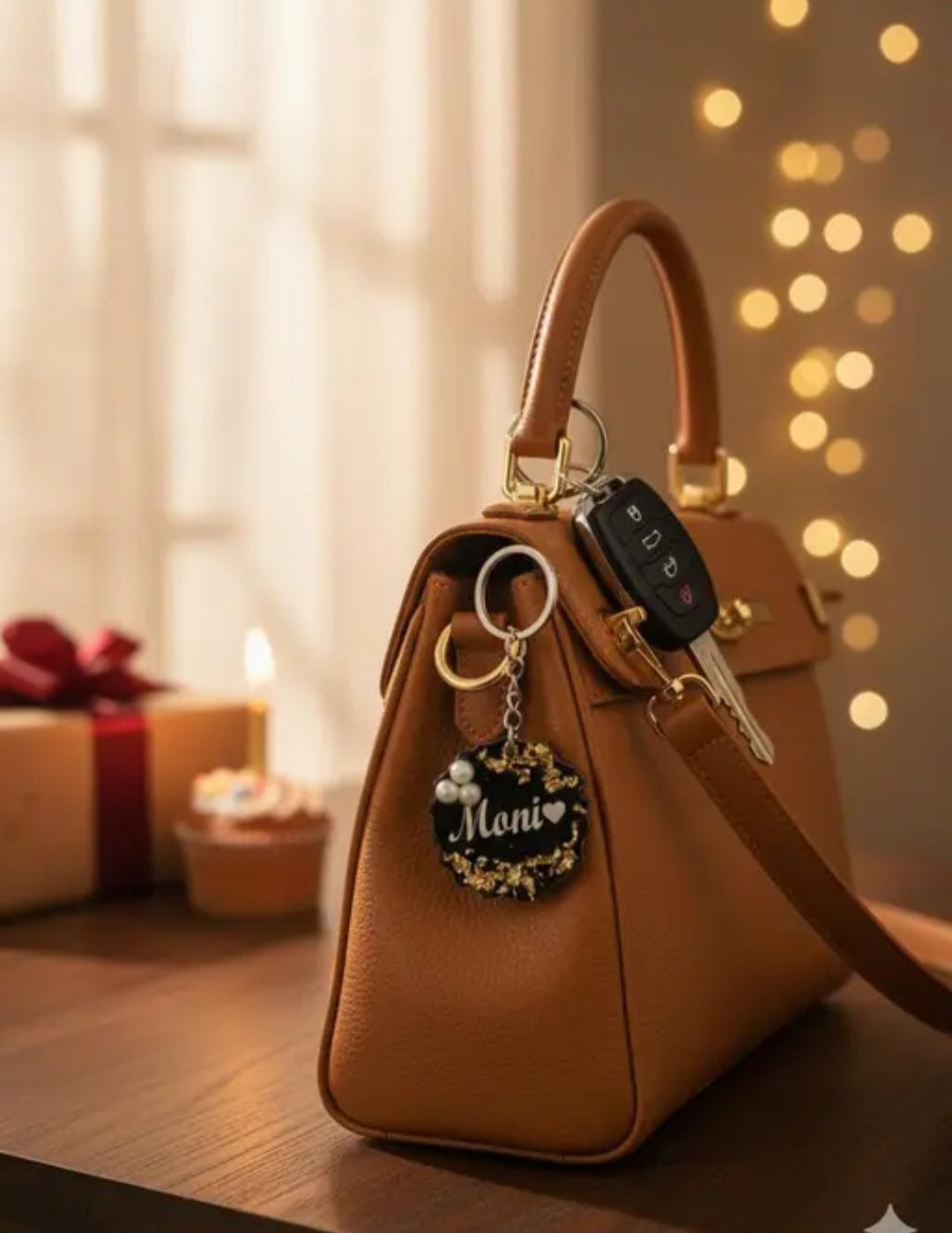 Customised Resin Name Keychain with Glitter Finish
