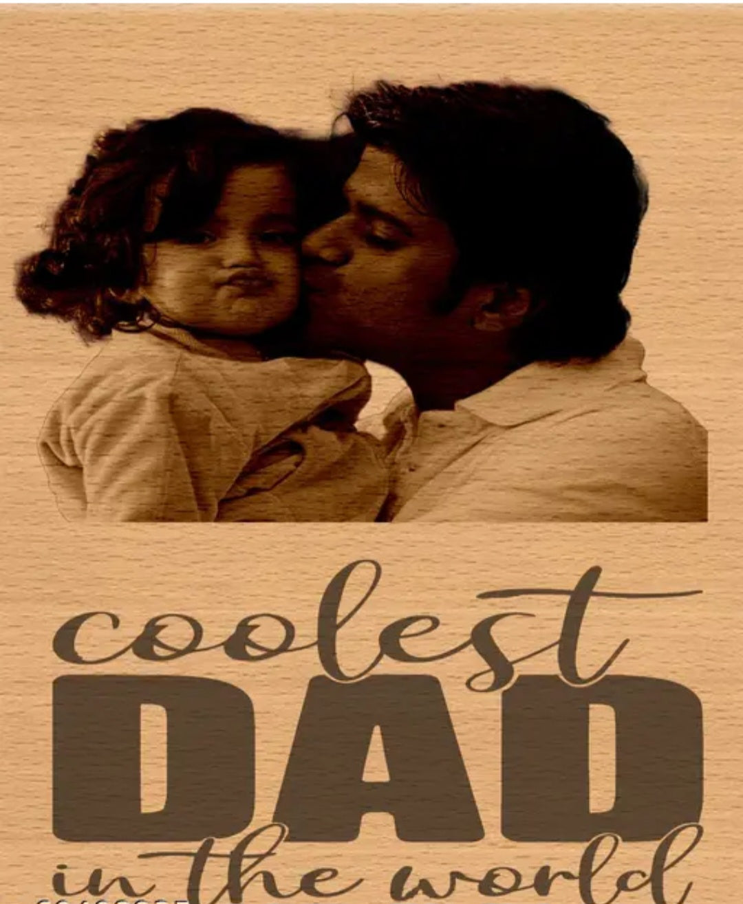 Gifts Personalized Engraved Wooden Photo Plaque – Coolest Dad in the World