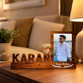 Personalized Wooden Photo Frame with Custom Name Happy Birthday Gift Table Decor