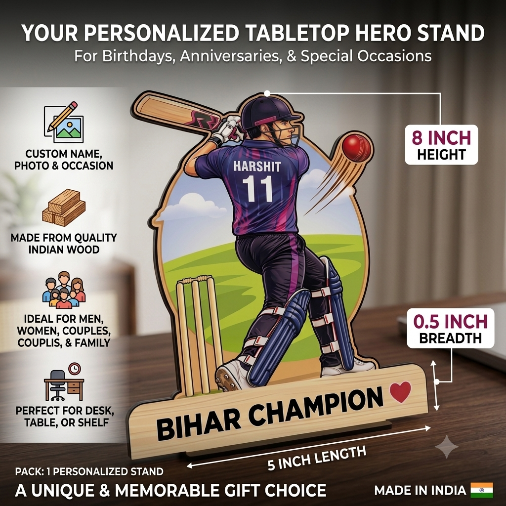 Personalized Caricature for cricketers with name and slogan and your face