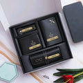 Set of 4 combo kit gift box with your name keychain spec cover wallet passport cover