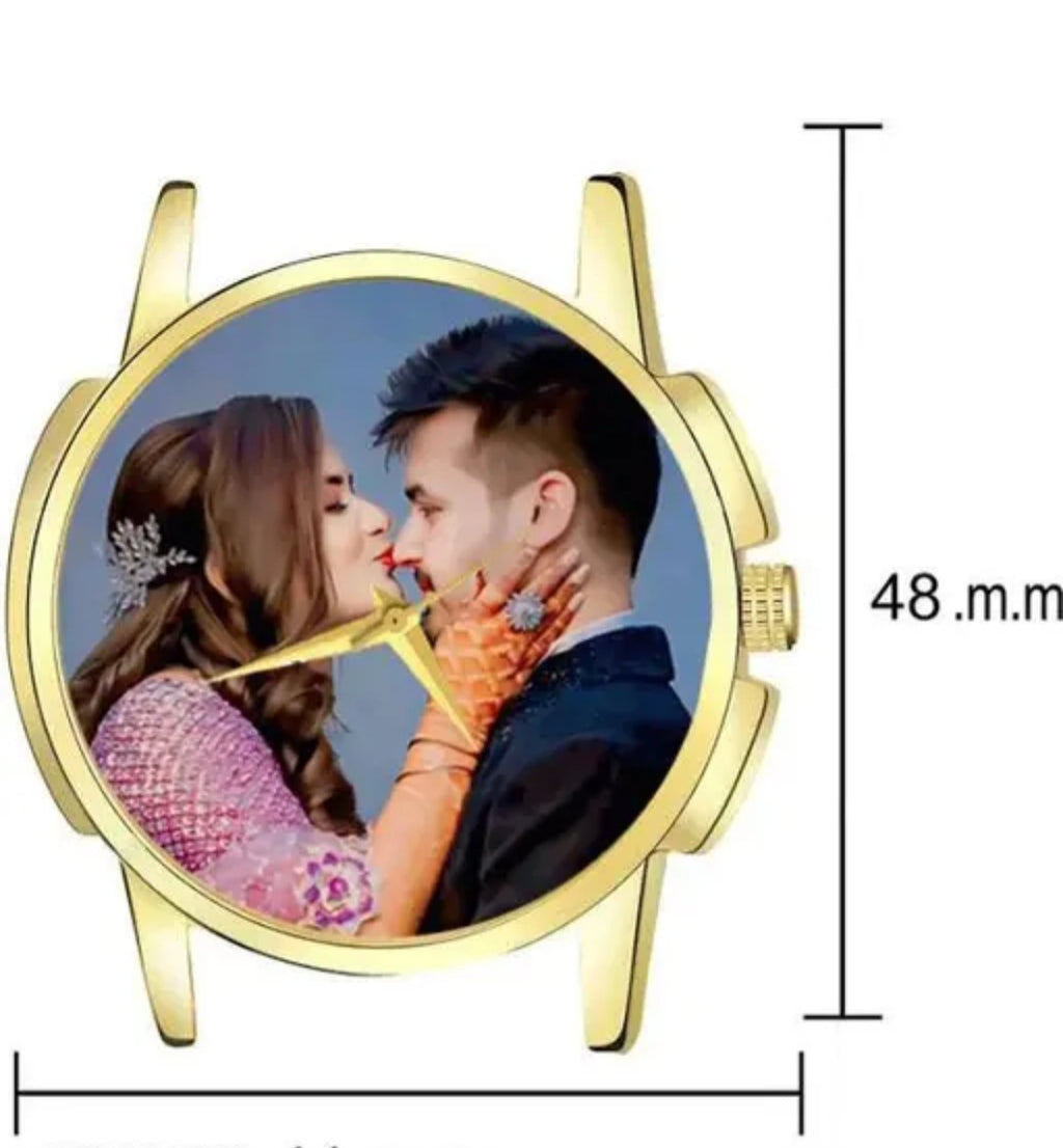 Personalized Photo Print Dial Chain Watch for Men | Stainless Steel Men's GOLD Watches Gents Stylish Quartz Wrist Watch | Watch for Birthday & Anniversary Gift