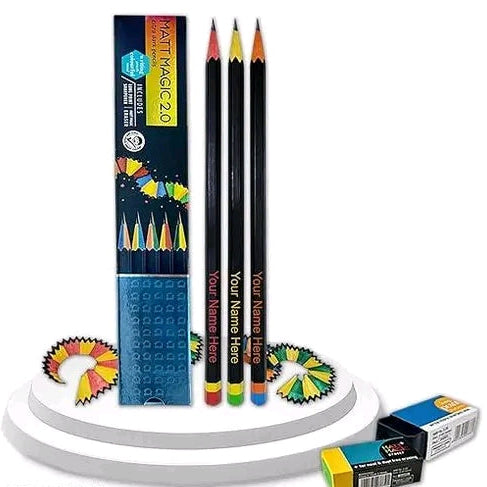 Personalized pencil set 10psc with sharpener and erasers with name perfect gift for kids Apsara