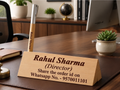 Personalized Wooden Desk Name Plate with Pen Holder