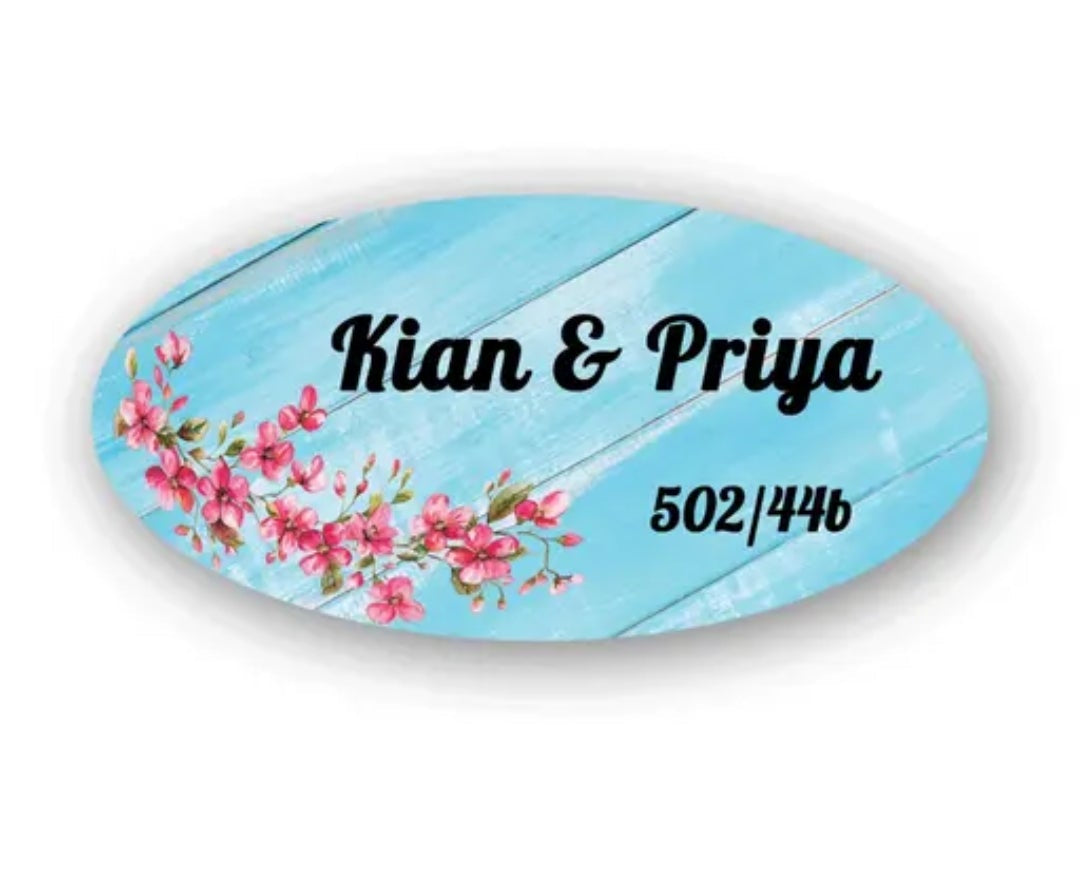 Decor Customized Wooden Couple Name Plate – 12x6 Inch Oval Personalized Door Sign Board