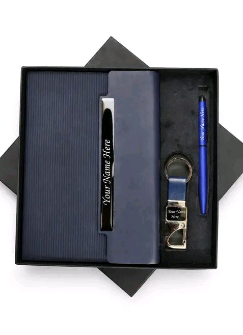 Custom Name Engraved Corporate Gift Set (Diary, Pen & Keychain) corporate gifts