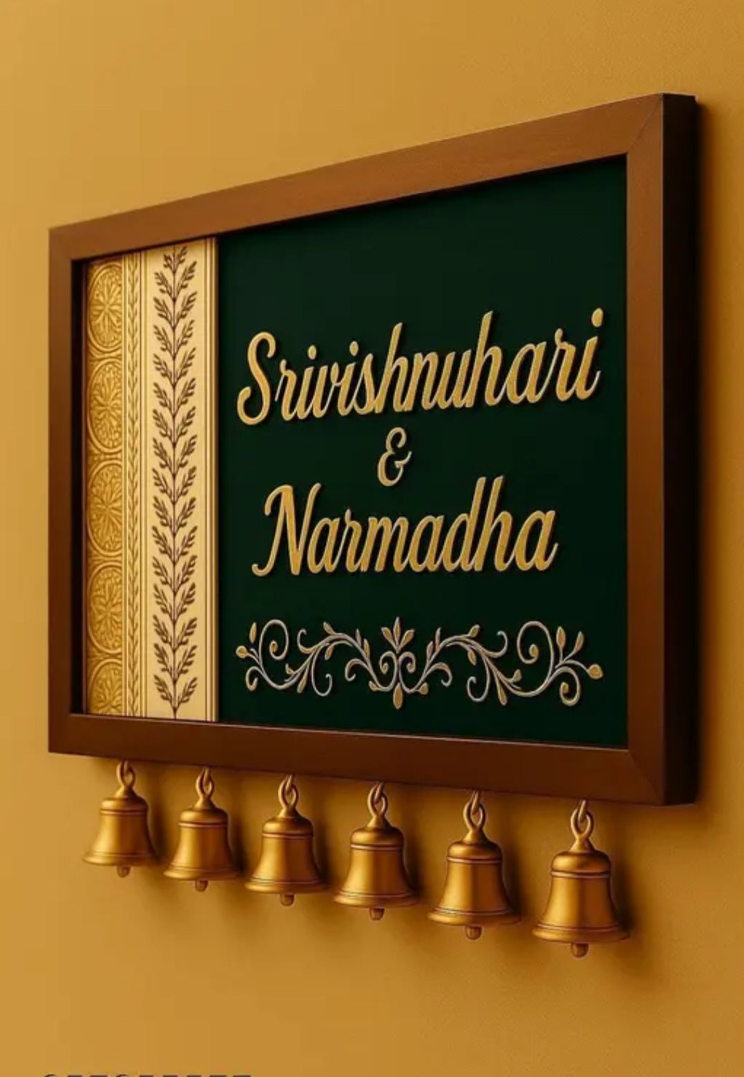 Customised House Name Plate With Golden Bell For Home Entrance Outdoor - Door name plates | Name Plate Office Entrance (14 x 10 inches) Customized name plate