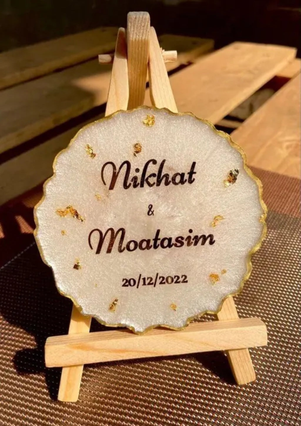 Personalized Resin Name Plate with Wooden Stand