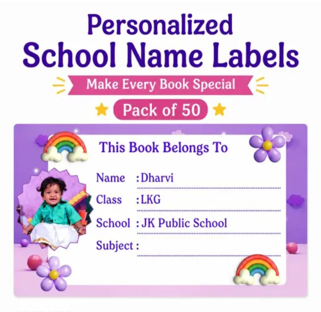 Personalized School Name Labels with Photo