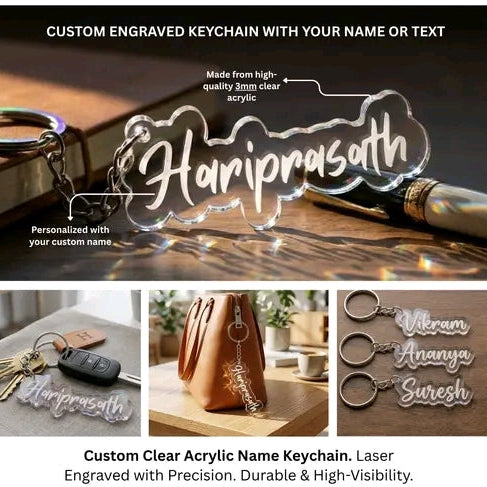 Personalized acrylic Name key chain custom engraved durable