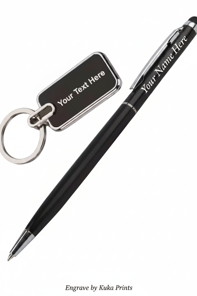 Pen and key chain  name engraving