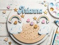 Personalized Celestial Rainbow Wooden Name Plaque DIY Paint Kit