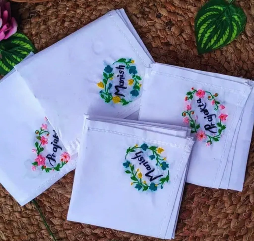 Embroidery hanky Gift | Handmade Name hanky