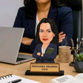 Personalized Workaholic Girl Caricature Gift Custom Office Desk