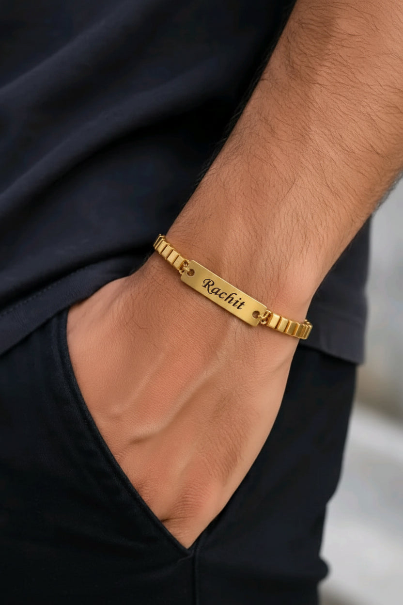 Customized Name Turbo Chain Rakhi for Brother | Gold Plated Personalized Rakhi Bracelet | Premium Metal Raksha Bandhan Rakhi Gift
