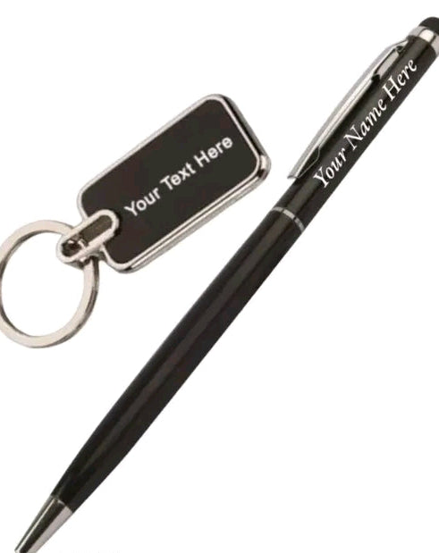 Pen & keychain customized with name company brand 50 pcs box  set bulk
