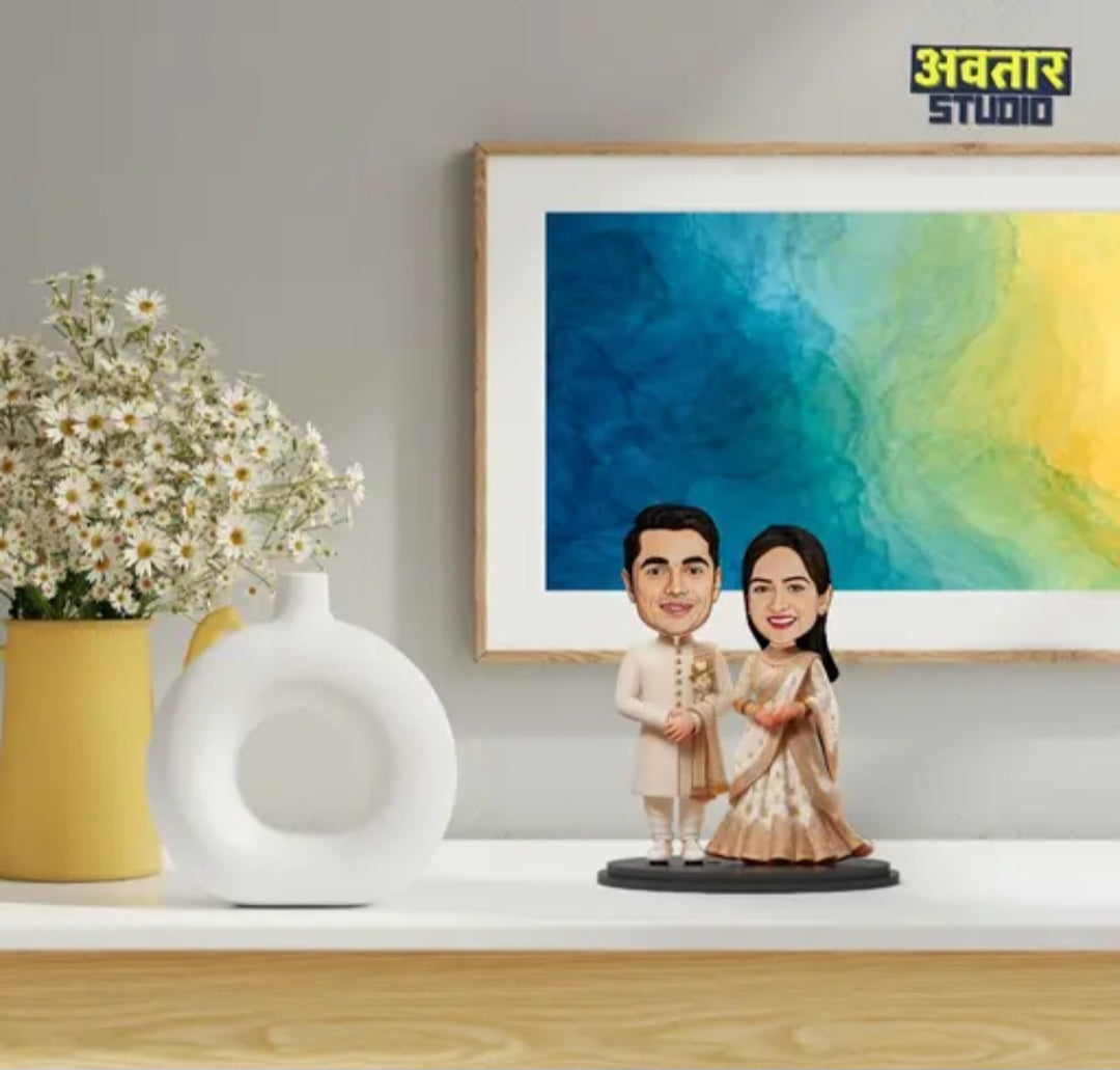 Caricature Photo Frame Unique Design Customized Gift for Friends & Family (WEDDING COUPLE 1)