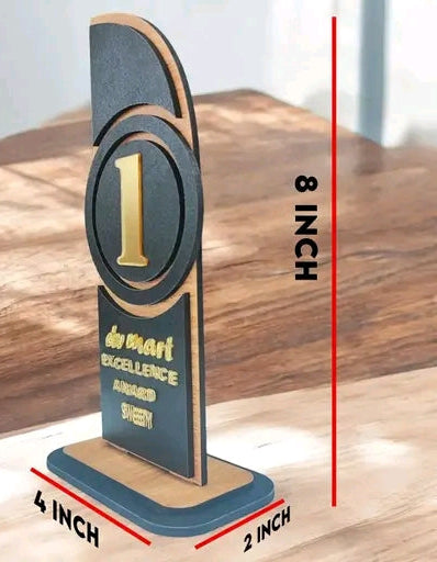 3D MDF Wooden Memento Trophy – Personalized Excellence Award Plaque for Corporate & Event Gifts-20cm( 8 Inch) 