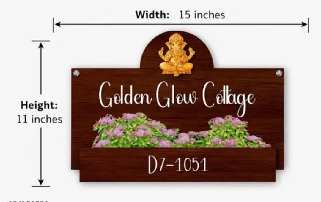 Customised Rustic Wooden Name Plate with Mini Grass Planter Bracket, Personalised Name Plate for Home Entrance Outdoor, 38 x 28 cm
