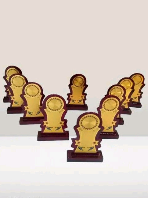 Wooden Momento Two Star 7 INCH OR 17.50 CM Size (Set Of 10 )Pcs Trophy (Medium)